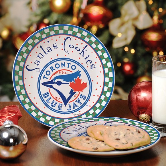 🎄 NIB Toronto Blue Jays Christmas Ceramic Santa's Cookie Plate MLB Baseball - Picture 1 of 1